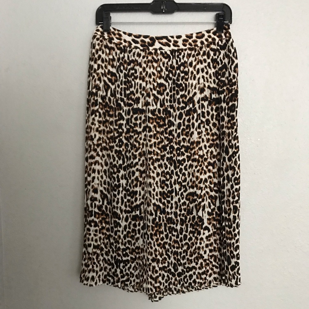 Express leopard pleated midi skirt